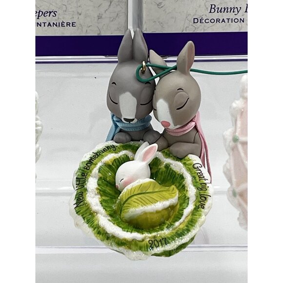 Hallmark Keepsake Ornament Easter Bunny 2002 & 2017 Rabbit Easter Egg lot of 3 - Picture 3 of 16